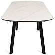 стол Шамони-1 (керамика) 140х850(+37) (ноги черные) (Белый мрамор)