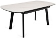 стол Шамони-1 (керамика) 140х850(+37) (ноги черные) (Белый мрамор)