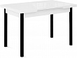 стол Милан-мини EVO 90х60 (+30+30) (ноги 4 чёрный) (белое/белый цемент)